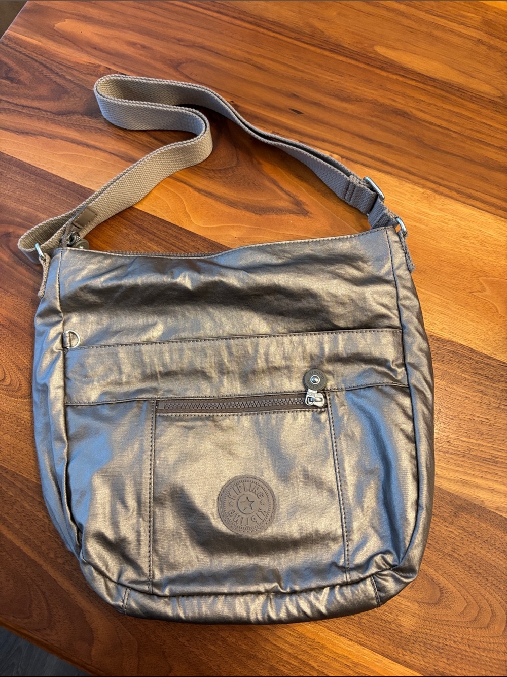 Kipling Bronze Gold Medium Shoulder Bag Travel Tote